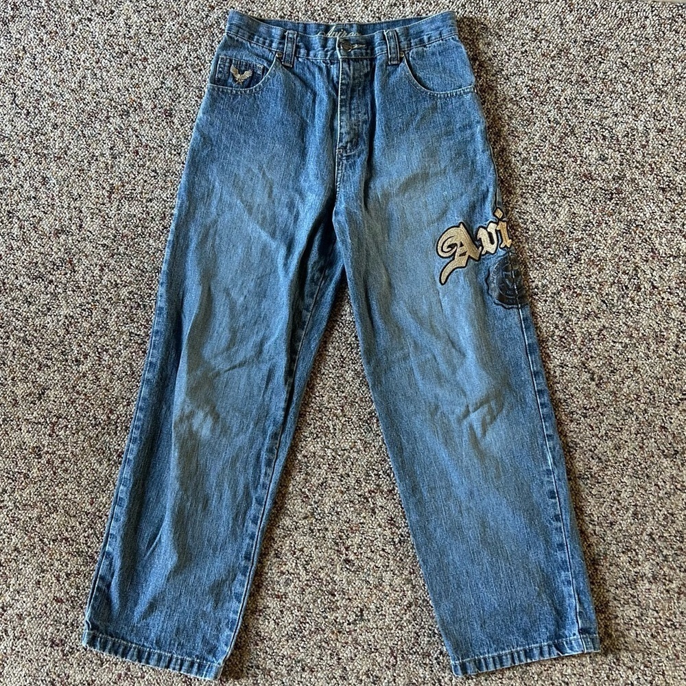 Avirex Jeans Womens 14 30x28 Loose Blue Demin Light Wash Y2K Distressed